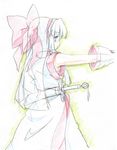  bow hair_bow long_hair nakoruru oka_(bananashoe) samurai_spirits sketch solo sword weapon 
