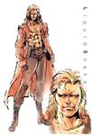  abs blonde_hair boots character_name coat dog_tags face gloves liquid_snake metal_gear_(series) metal_gear_solid mullet official_art open_clothes open_coat shinkawa_youji trench_coat 