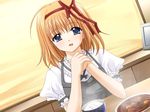  1girl blue_eyes fuyou_kaede game_cg ribbon short_hair shuffle! 