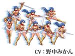  armor asou_yuuko bangs belt bikini_armor blue_hair boots breasts knee_boots large_breasts long_hair microskirt midriff mugen_senshi_valis neckerchief patsuki pixel_art shield skirt solo source_request sword telenet_japan valis valis_shield valis_sword weapon white_background 