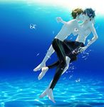  2boys blue_hair free! kiss male male_focus multiple_boys nanase_haruka_(free!) speedo swim_briefs swimsuit tachibana_makoto underwater water yaoi 