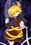  blonde_hair hair_ribbon kurodani_yamame ponytail ribbon solo string touhou tsukikusa yellow_eyes 