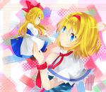  alice_margatroid blonde_hair blue_eyes cape hair_ribbon hairband long_hair ribbon shanghai_doll short_hair touhou tsukikusa wrist_cuffs 