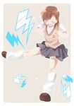  biribiri brown_hair closed_eyes lightning lightning_bolt misaka_mikoto mugimamire school_uniform short_hair tantrum to_aru_kagaku_no_railgun to_aru_majutsu_no_index 