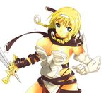  1girl armor belt blonde_hair breasts highres large_breasts leina queen&#039;s_blade queen's_blade shive simple_background white_background 