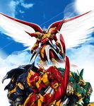  90s armor ceres magic_knight_rayearth mecha official_art oldschool oobari_masami rayearth sky windam wings 