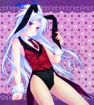  animal_ears bad_id bad_pixiv_id blue_eyes blue_hair bulge bunny_boy bunny_ears bunnysuit crossdressing detached_collar final_fantasy final_fantasy_ix fishnet_pantyhose fishnets kuja male_focus minatosaiga necktie pantyhose solo vest wrist_cuffs 