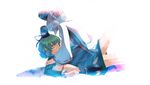  brown_eyes clenched_teeth dress green_hair hat long_hair lying mononobe_no_futo multiple_girls on_back ponytail short_hair silver_hair soga_no_tojiko straddling takuzui tate_eboshi teeth touhou 