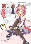  black_legwear blush character_sheet detached_sleeves dress floral_print frilled_legwear frills garter_straps hairband locadol_promotion necktie obi ochau original pink_hair sandals sash short_hair sitting sketch smile thighhighs tokyo_prefecture translation_request twintails 