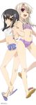  absurdres back-to-back bikini black_hair blonde_hair fate/kaleid_liner_prisma_illya fate_(series) hair_ornament hairclip highres illyasviel_von_einzbern incredibly_absurdres kneepits legs long_image miyu_edelfelt multiple_girls non-web_source nyantype official_art one_eye_closed open_mouth red_eyes scan stick_poster swimsuit tall_image ushijima_nozomi 