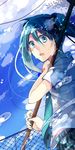  absurdres akinai_ari bad_id bad_pixiv_id chain-link_fence cloud fence green_eyes green_hair hatsune_miku highres long_hair nail_polish open_mouth sky solo twintails vocaloid 