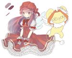  ban_airi cardcaptor_sakura cosplay devil_survivor_2 dress glasses hat kero kero_(cosplay) kinomoto_sakura kinomoto_sakura_(cosplay) kujou_hinako long_hair magical_girl megami_ibunroku_devil_survivor multiple_girls nakana orange_hair red_hair red_hat smile wings 