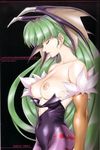  bare_shoulders breasts capcom demon_girl green_hair morrigan_aensland nipples succubus urushihara_satoshi vampire_(game) 