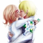  1girl bad_id bad_pixiv_id blonde_hair bouquet cain_highwind earrings final_fantasy final_fantasy_iv flower jewelry rosa_farrell short_hair yattuke 