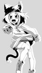  animal_ears blush copyright_request gengorou greyscale hat monochrome no_pants panties solo striped striped_panties sweater tail thighhighs underwear 