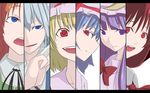  bad_id bad_pixiv_id column_lineup cut-in disgaea disgaea_team_attack face flandre_scarlet hong_meiling izayoi_sakuya koakuma multiple_girls muranisaki parody patchouli_knowledge remilia_scarlet touhou 