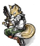  artist_request fox_mccloud furry gloves gun male_focus sketch solo star_fox tail weapon 