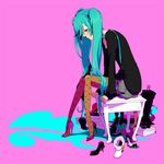  aqua_hair bad_id bad_pixiv_id blouse blue_eyes boots fishnet_pantyhose fishnets hatsune_miku high_heels long_hair numeri pantyhose shoes skirt solo twintails very_long_hair vocaloid 