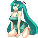  barefoot breasts green_eyes green_hair hatsune_miku large_breasts long_hair sketch solo suoni_(deeperocean) twintails vocaloid 
