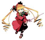  blonde_hair blue_eyes bonnet cane dress drill_hair gunner long_hair mai_(maittingu) parody rozen_maiden sekaiju_no_meikyuu shinku solo twintails very_long_hair 