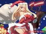  ;p blonde_hair blush christmas garter_belt hat long_hair one_eye_closed original santa_costume santa_hat solo suoni_(deeperocean) thighhighs tongue tongue_out 