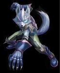  armor black_eyes claws furry gloves iwaya male_focus md5_mismatch solo star_fox tail white_hair wolf_o'donnell 
