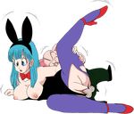  1girl animal_ears areolae artist_request bare_shoulders bestiality blue_eyes bow bowtie breasts breasts_outside bulma bunny_ears bunny_girl bunnysuit clothed_sex detached_collar dragon_ball dragonball_z feet green_hair high_heels interspecies large_breasts leg_up legs leotard leotard_aside long_hair lying nipples no_bra on_side oolong open_mouth pantyhose penis pig purple_legwear pussy sex simple_background spooning thighs torn_clothes torn_pantyhose trembling uncensored vaginal white_background 