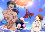  bare_legs bikini black_hair blush bow breasts brown_hair cape character_request cleavage cow dragon_quest dragon_quest_v flying gema_(dq5) givuchoko gonz hair_bow hero_(dq5) hood horse jyami large_breasts long_hair ludman male_swimwear multiple_boys multiple_girls multiple_tails no_hat no_headwear ocean one-piece_swimsuit open_mouth papas pink_hair pointy_nose ponytail purple_eyes red_eyes red_hair sancho short_hair slime_(dragon_quest) sun swim_briefs swimsuit swimwear tail water white_hair wings 