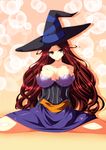  breasts brown_hair dragon's_crown hat highres ka2 large_breasts long_hair red_eyes solo sorceress_(dragon's_crown) witch_hat 