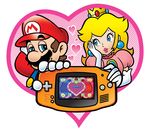  1boy 1girl game_boy_advance handheld_game_console highres mario mario_(series) princess_peach super_mario_bros. 