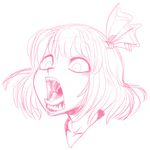  face hair_ribbon monochrome open_mouth red ribbon rumia sharp_teeth short_hair sketch solo space_jin teeth touhou 