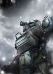  deeple mecha no_humans oldschool realistic science_fiction scopedog sky snow snowing solo soukou_kihei_votoms 