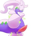  2018 anus d5ma gastropod goo_(disambiguation) goodra green_eyes male mollusk nintendo nude open_mouth penis pok&eacute;mon pok&eacute;mon_(species) purple_body simple_background solo thick_thighs video_games white_background 