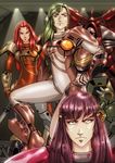  alien angry armor crazy_eyes dagova_(artist) formal giantess green_eyes green_hair hangar long_hair looking_at_viewer maclone macross macross:_do_you_remember_love? mecha meltrandi military military_uniform millia_jenius multiple_girls pilot power purple_hair queadluun-rau quimeliquola red_hair science_fiction serious soldier spacecraft_interior spacesuit suit uniform zentradi 