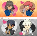  aqua_eyes black_eyes brown_eyes brown_hair chocolate chocolate_bar dark_chocolate english gakuran hair_ornament hakuryuu_(inazuma_eleven) heart inazuma_eleven_(series) inazuma_eleven_go jacket kirino_ranmaru lightning_bolt long_hair looking_at_viewer male_focus mizuhara_aki multicolored_hair multiple_boys no_pupils open_mouth pink_hair raimon raimon_school_uniform school_uniform shindou_takuto shuu_(inazuma_eleven) strawberry_chocolate translated twintails two-tone_hair upper_body white_chocolate yellow_eyes 