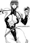  1girl breasts large_breasts monochrome solo white_background yuri_ai 