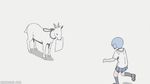  1girl animated animated_gif blue_hair fight fighting fujoshi goat humor naganohara_mio nichijou script slow_motion what 