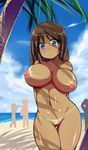  beach breasts comord dark_skin enkou_nakadashi_joshikousei_4 large_breasts nipples nude ocean palm_tree smile tan tanline tree uncensored 