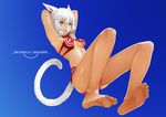  animal_ears armpits arms_up bare_legs bare_shoulders barefoot bikini breasts criss-cross_halter facial_mark feet final_fantasy final_fantasy_xiv foreshortening green_eyes halter_top halterneck jumping kanden medium_breasts miqo'te pov_feet red_bikini shiny shiny_skin short_hair silver_hair soles solo swimsuit tail toes y'shtola_rhul 