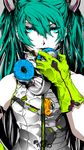  aqua_eyes bracelet gloves green_hair hatsune_miku headphones jewelry long_hair nagimiso solo twintails vocaloid 