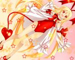  1girl blonde_hair detached_sleeves disgaea flonne flonne_(fallen_angel) long_hair red_eyes ribbon tail trinity_universe 