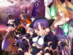  animal_ears blonde_hair brown_hair dokuganryuu_masamune hat japanese_clothes kishinami nogiku_(sengoku_rance) noir_(sengoku_rance) omachi orime pink_eyes purple_eyes purple_hair red_eyes sengoku_rance 