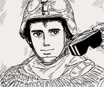  abe_takakazu bandolier battlefield_(series) bb_(baalbuddy) helmet kuso_miso_technique male_focus removing_eyewear sketch smile soldier solo sunglasses 