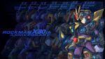  1boy android anniversary clenched_hand english_text gaea_armor_x_(mega_man) green_eyes hermes_armor_x_(mega_man) highres icarus_armor_x_(mega_man) iikoao male_focus mega_man_(series) mega_man_x3 mega_man_x4 mega_man_x5 mega_man_x6 mega_man_x8 mega_man_x_(series) official_alternate_costume shadow_armor_x_(mega_man) solo ultimate_armor_x_(mega_man) x_(mega_man) 
