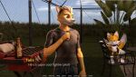 3d_(artwork) anthro backyard barbecue beer_bottle bottle canid canine chadchan3d clothed clothing compliment container digital_media_(artwork) duo fox fox_mccloud hedges male male/male mammal miles_prower nintendo sega smile smirk smug_face smug_grin sonic_the_hedgehog_(series) source_filmmaker star_fox text wholesome