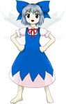  :d bad_anatomy bad_feet bad_hands barefoot blue_eyes blue_hair cirno double_dealing_character fairy full_body ice lowres official_art oota_jun'ya open_mouth ribbon smile solo touhou transparent_background wings 