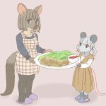 american_opossum anthro australian_possum clothed clothing duo ekaki510 female food kemono mammal marsupial slippers virginia_opossum