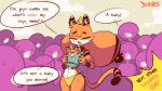 anthro blush blush_lines camel_toe clothing colored crop_top crowd dialogue digital_media_(artwork) diives dou_(diives) english_text faceless felid feline felis female fur group hair mammal orange_body pantherine panties plushie round_ears shaded shirt speech_bubble standing tagme text tied_hair tiger topwear underwear xingzuo_temple