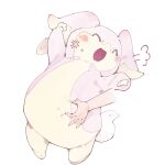 absurd_res ambiguous_gender anthro audino biped blush cross-popping_vein disembodied_hand duo eyes_closed fur generation_5_pokemon hi_res human mammal nintendo open_mouth pink_body pink_fur pokemon pokemon_(species) simple_background tan_body white_background white_body white_fur youjomodoki