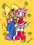 absurd_res accessory activision amy_rose anthro blonde_hair bonyungus boots breasts clothing coco_bandicoot computer crash_bandicoot_(series) crossover duo electronics eulipotyphlan female flower flower_in_hair footwear gloves green_eyes hair hair_accessory hairband hammer hand_holding handwear hedgehog hi_res laptop long_hair mammal marsupial open_mouth open_smile overalls piko_piko_hammer pink_hair plant sega shoes signature smile sonic_the_hedgehog_(series) tools